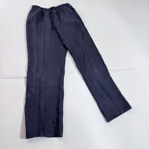 Silhouettes Pants Womens XLT Gray Linen Straight Leg Elastic Waist Drawstring